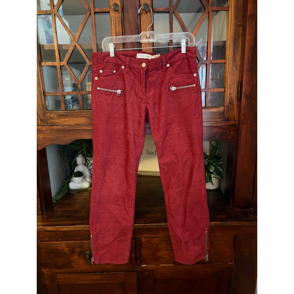 Isabel Marant Etoile Red Corduroy Moto Pants Zipper Detail Size 42 FR - Picture 2 of 6